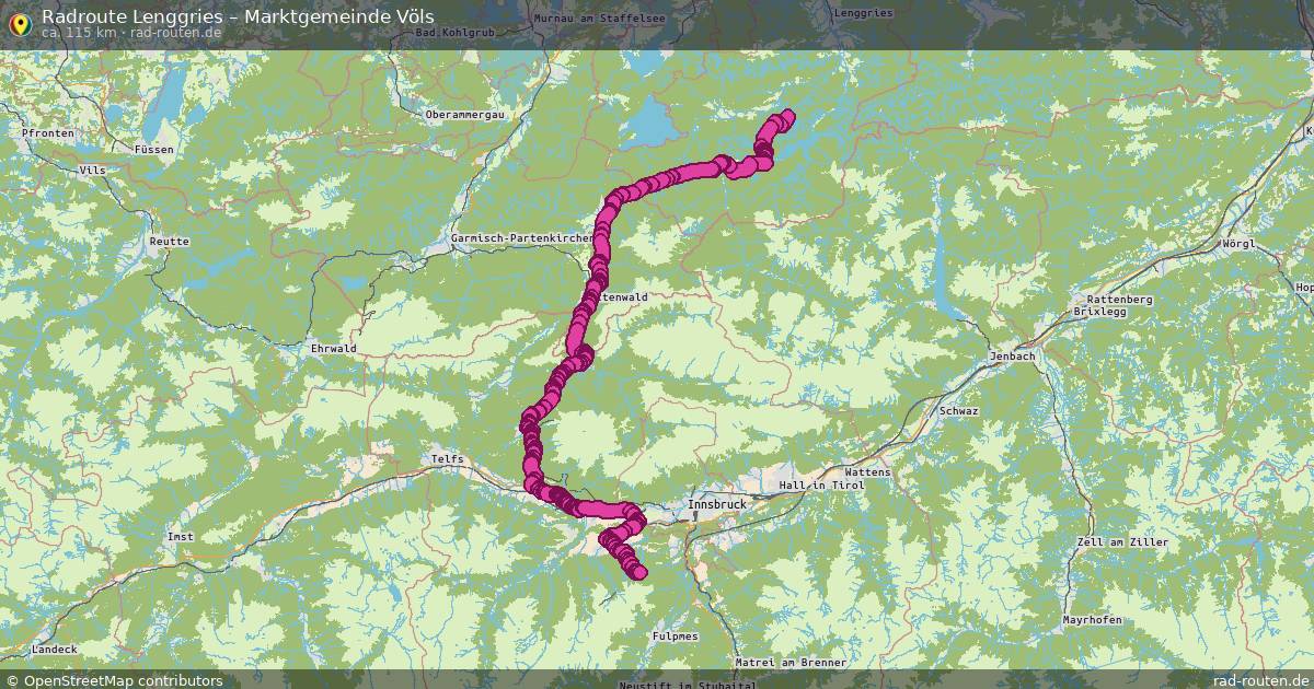 Fahrradroute von Lenggries nach Marktgemeinde Völs