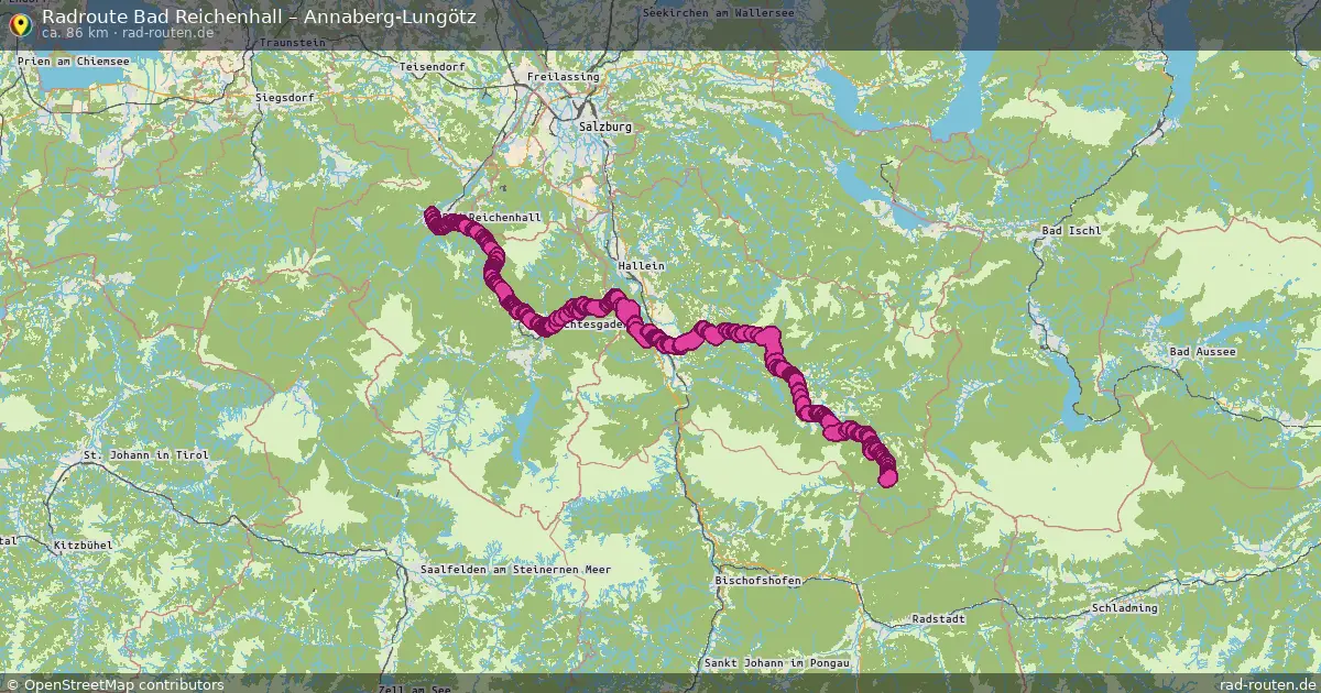 Fahrradroute von Bad Reichenhall nach Annaberg-Lungötz