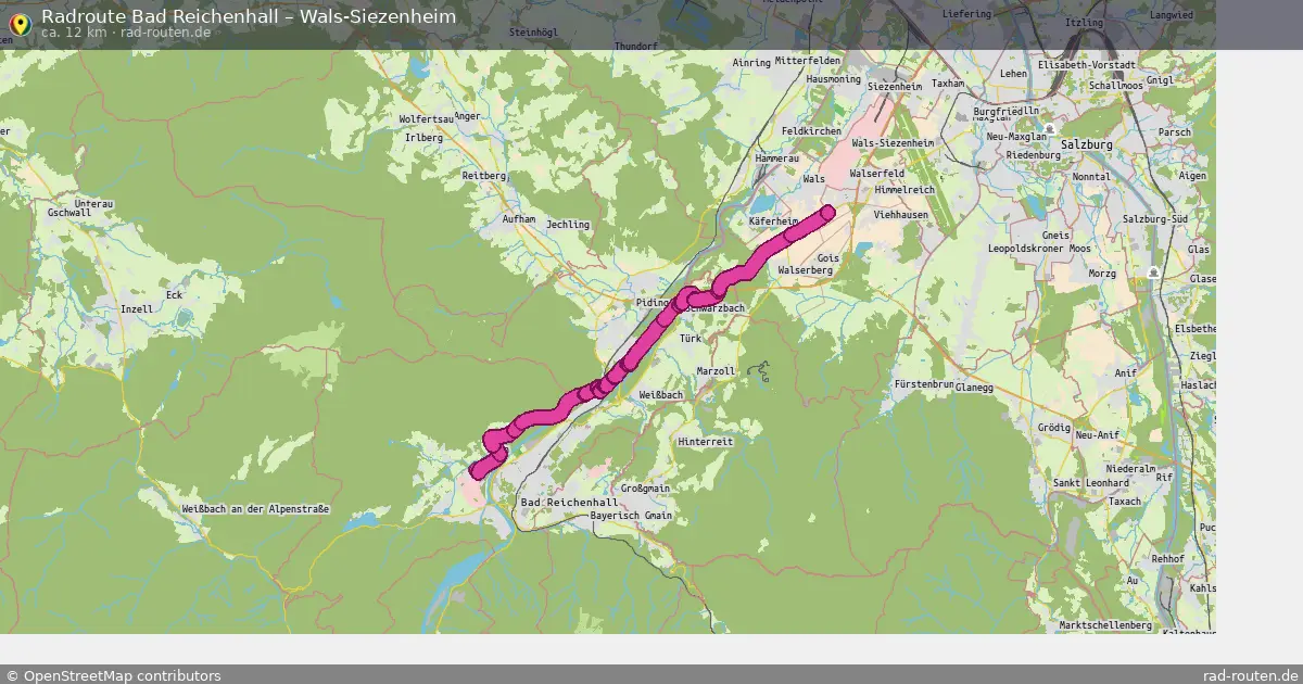 Fahrradroute von Bad Reichenhall nach Wals-Siezenheim