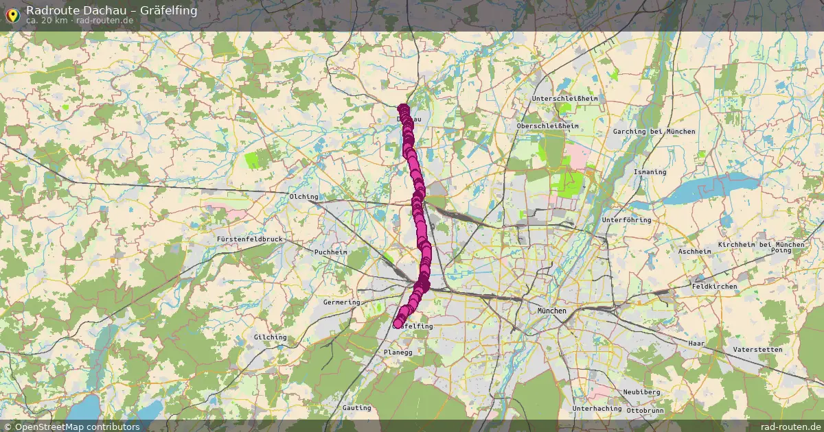 Fahrradroute Dachau – Gräfelfing (20 km) – Rad-Routen.de