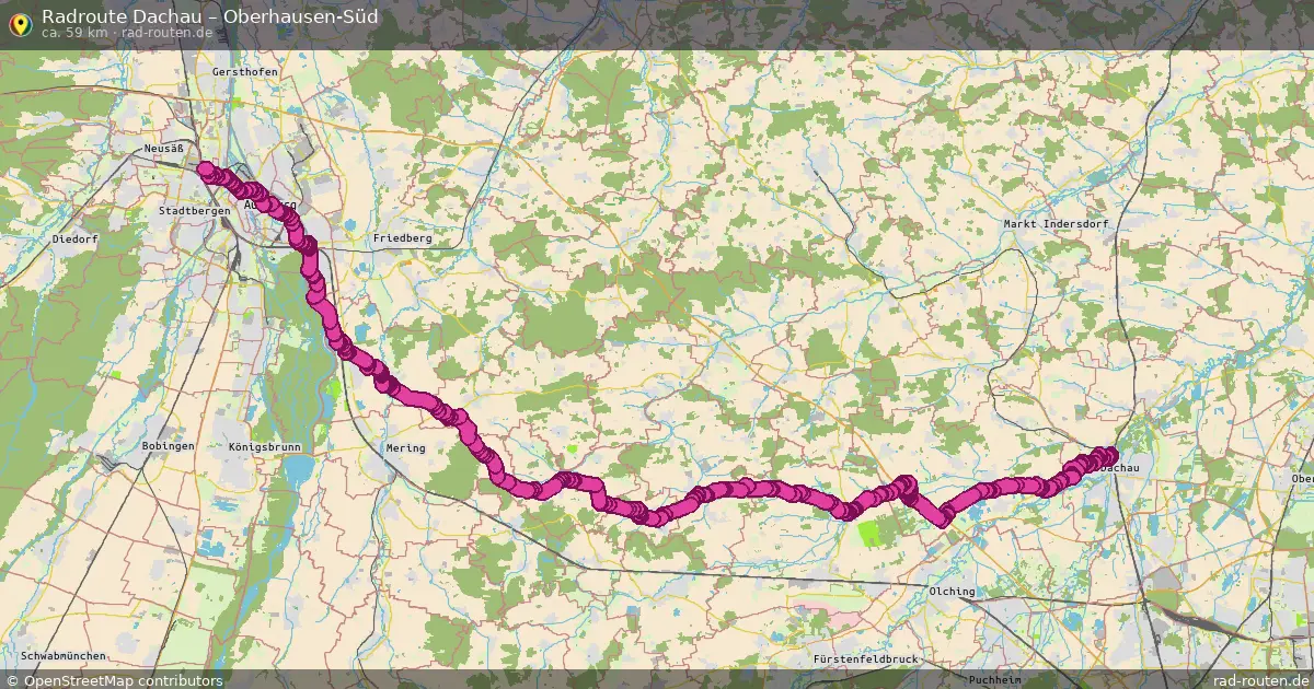 Fahrradroute Dachau – Oberhausen-Süd (59 km) – Rad-Routen.de