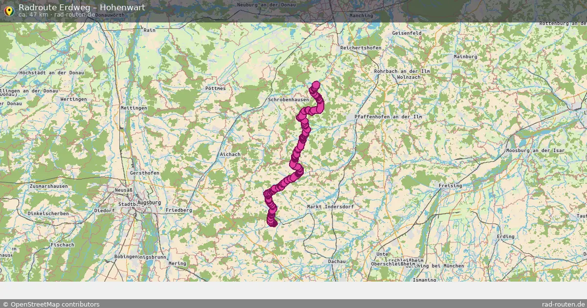 Fahrradroute Erdweg – Hohenwart (47 km) – Rad-Routen.de