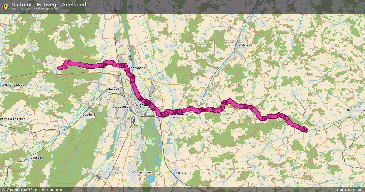 Fahrradroute Erdweg – Adelsried (56 km) – Rad-Routen.de