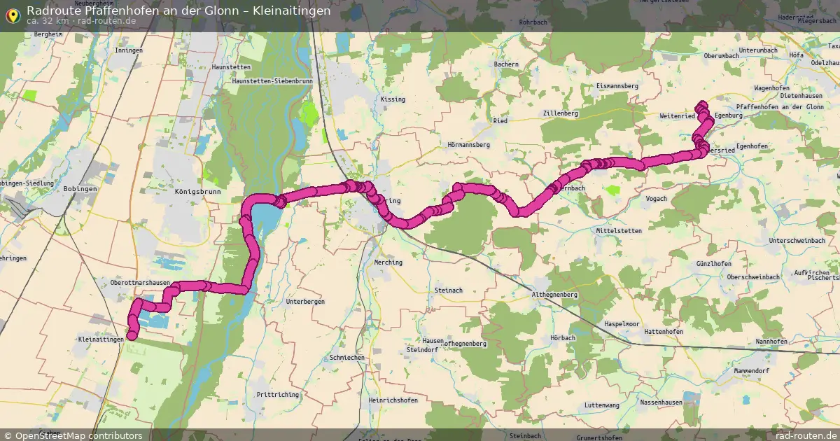 Fahrradroute Pfaffenhofen An Der Glonn – Kleinaitingen (32 km) – Rad-Routen.de