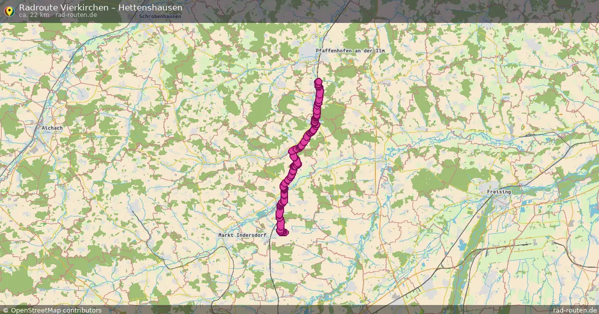 Fahrradroute Vierkirchen – Hettenshausen (22 km) – Rad-Routen.de