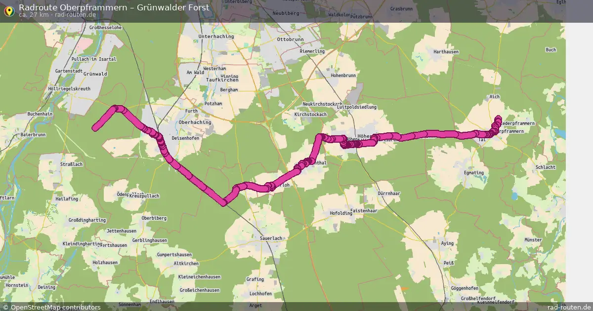 Fahrradroute Oberpframmern – Grünwalder Forst (27 km) – Rad-Routen.de