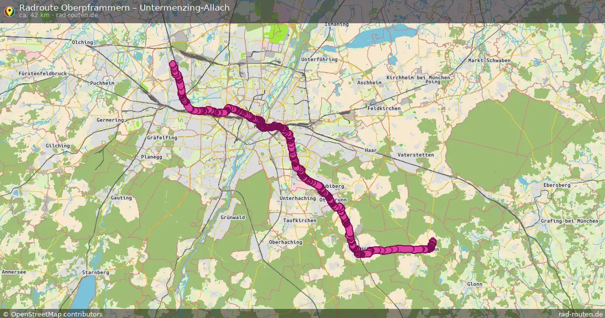 Fahrradroute Oberpframmern – Untermenzing-Allach (42 km) – Rad-Routen.de