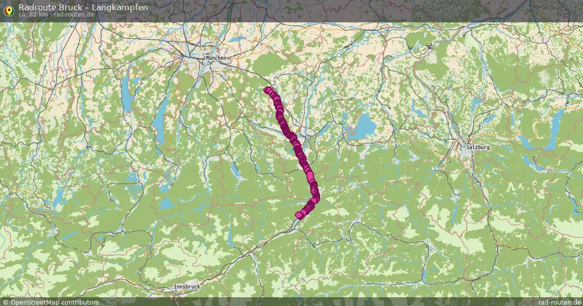 Fahrradroute von Bruck nach Langkampfen