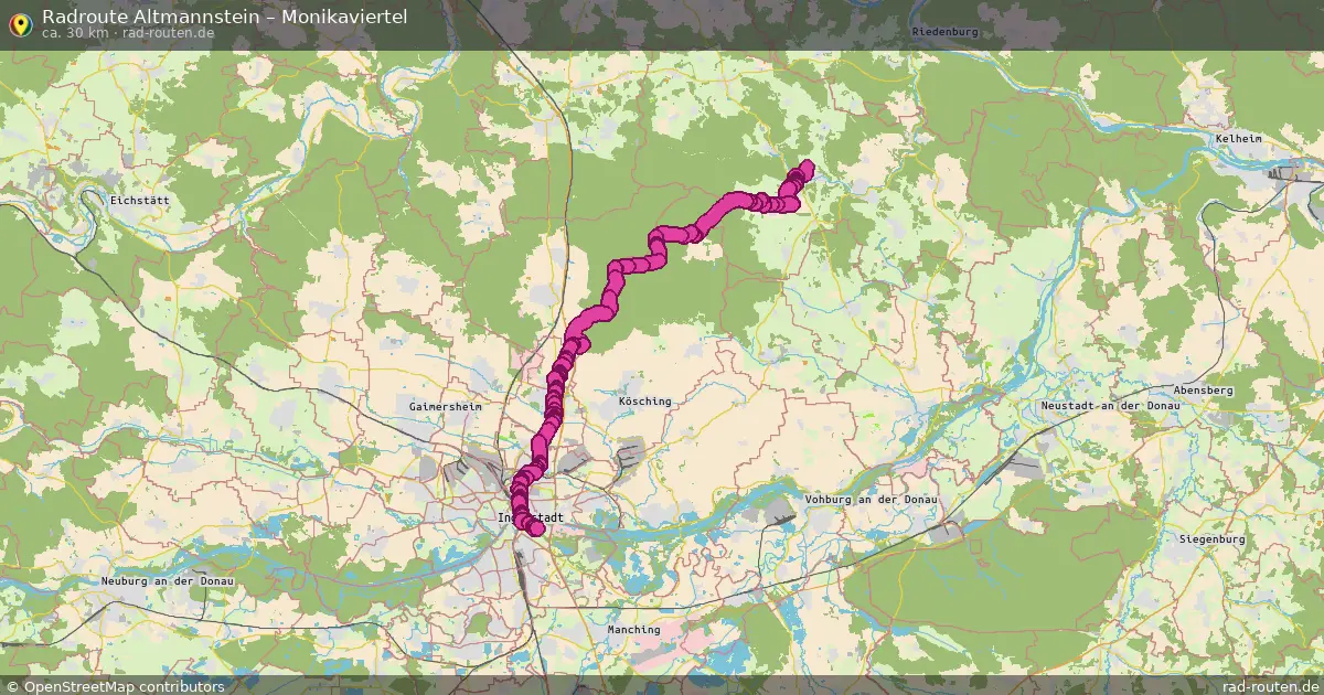 Fahrradroute Altmannstein – Monikaviertel (30 km) – Rad-Routen.de