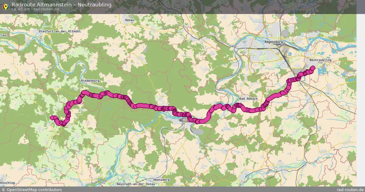 Fahrradroute Altmannstein – Neutraubling (65 km) – Rad-Routen.de