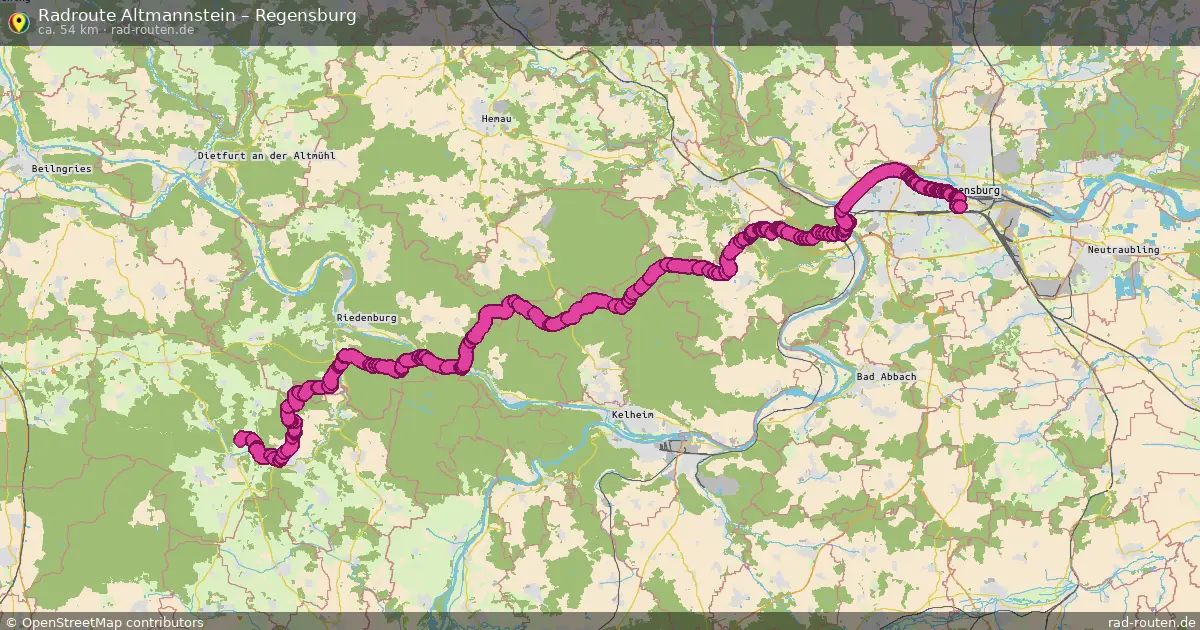 Fahrradroute Altmannstein – Regensburg (54 km) – Rad-Routen.de