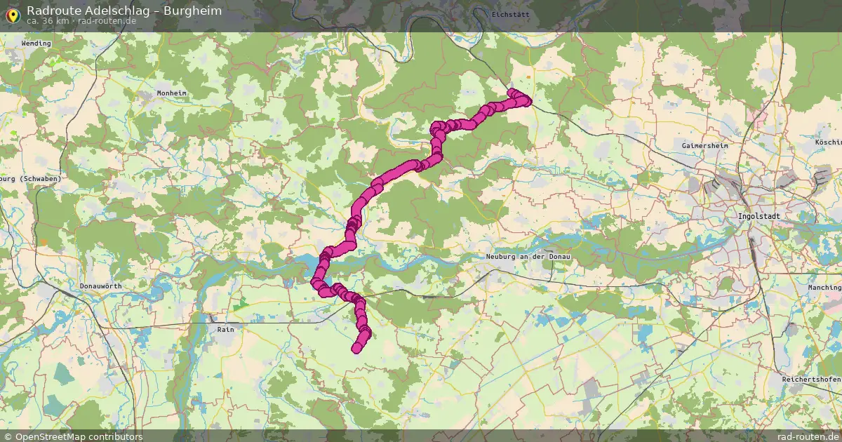Fahrradroute Adelschlag – Burgheim (36 km) – Rad-Routen.de