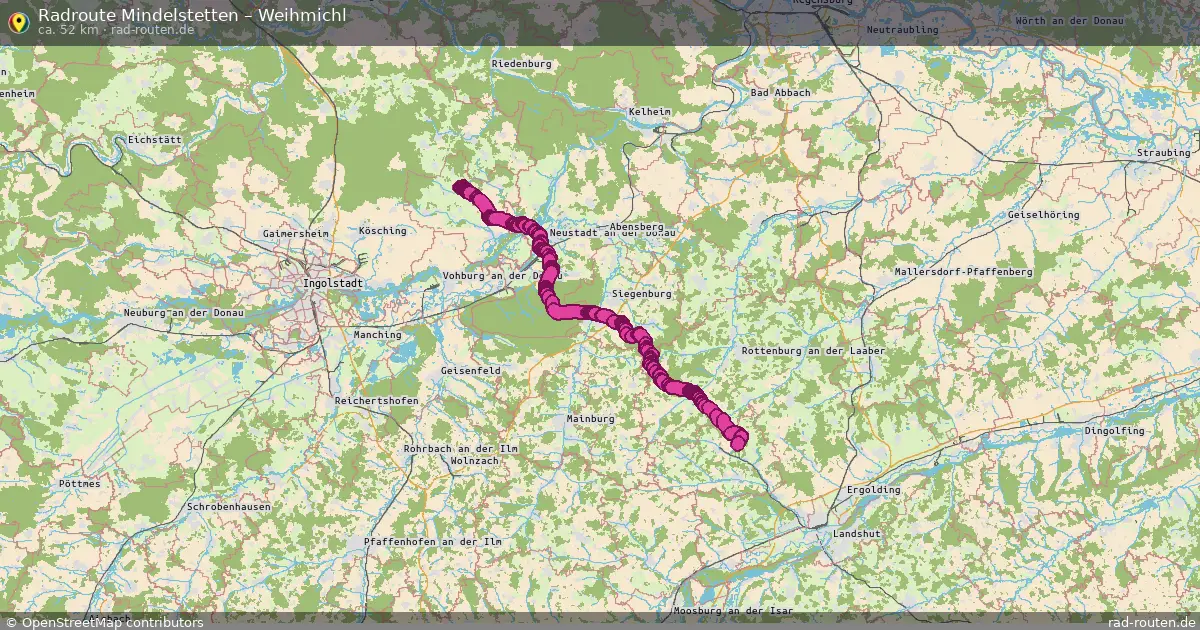 Fahrradroute Mindelstetten – Weihmichl (52 km) – Rad-Routen.de