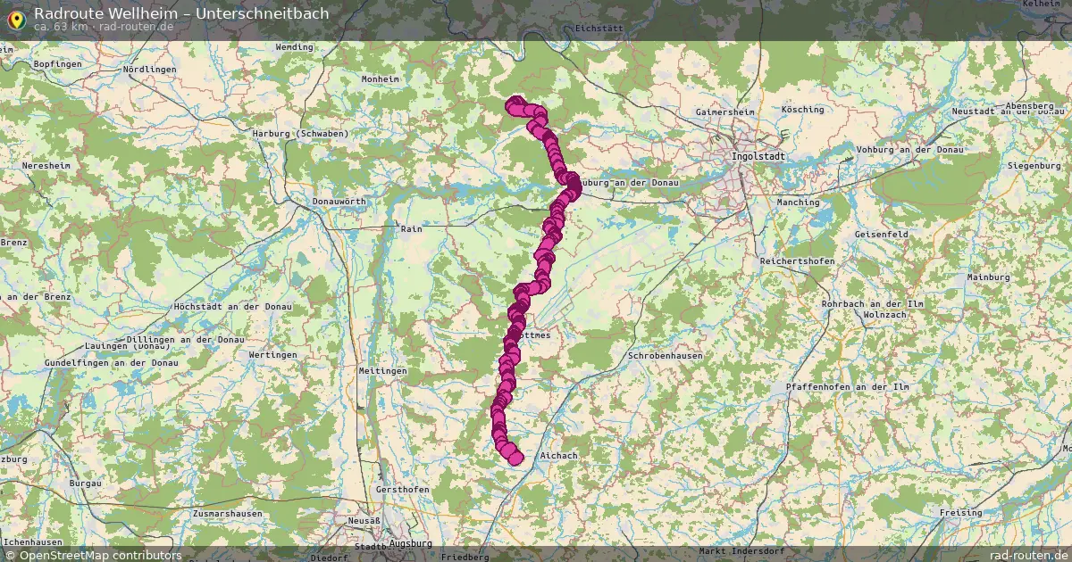 Fahrradroute Wellheim – Unterschneitbach (63 km) – Rad-Routen.de