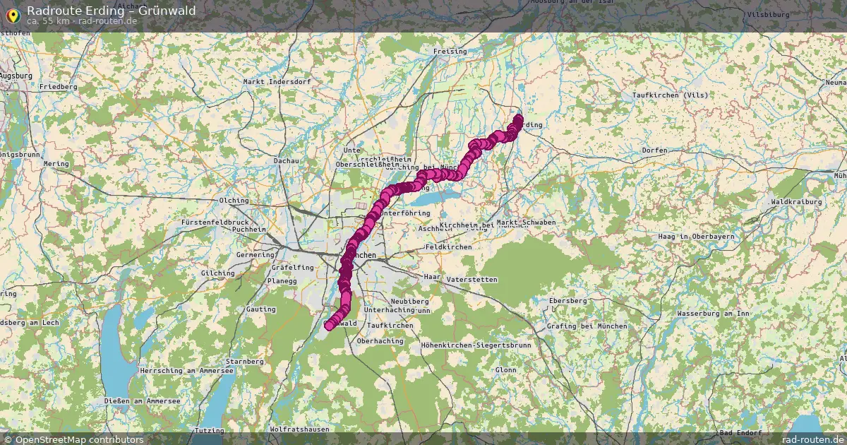 Fahrradroute Erding – Grünwald (55 km) – Rad-Routen.de