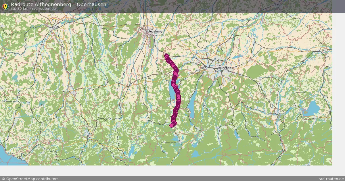 Fahrradroute Althegnenberg – Oberhausen (80 km) – Rad-Routen.de
