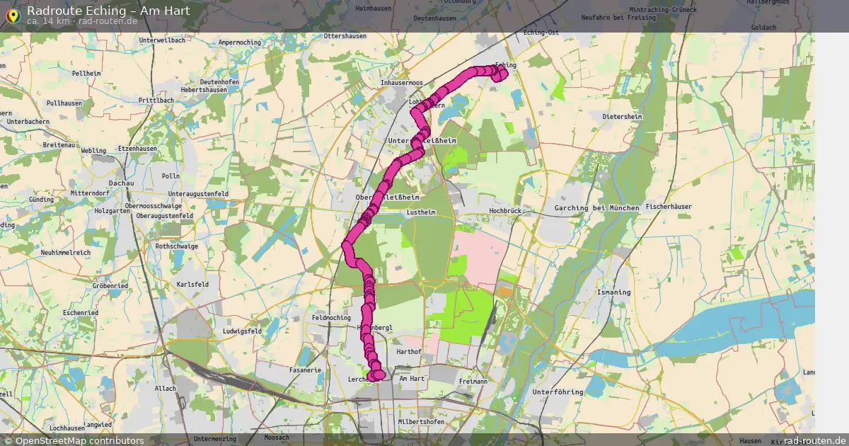 Fahrradroute Eching – Am Hart (14 km) – Rad-Routen.de