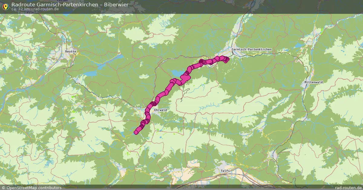 Fahrradroute Garmisch-Partenkirchen – Biberwier (32 km) – Rad-Routen.de