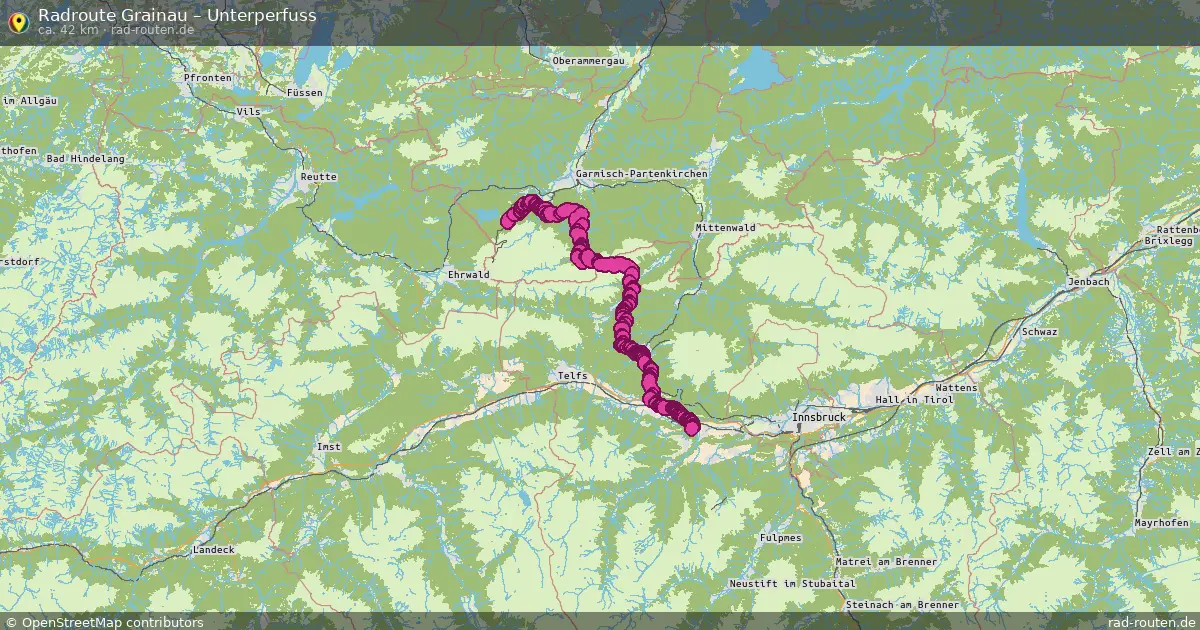 Fahrradroute Grainau – Unterperfuss (42 km) – Rad-Routen.de