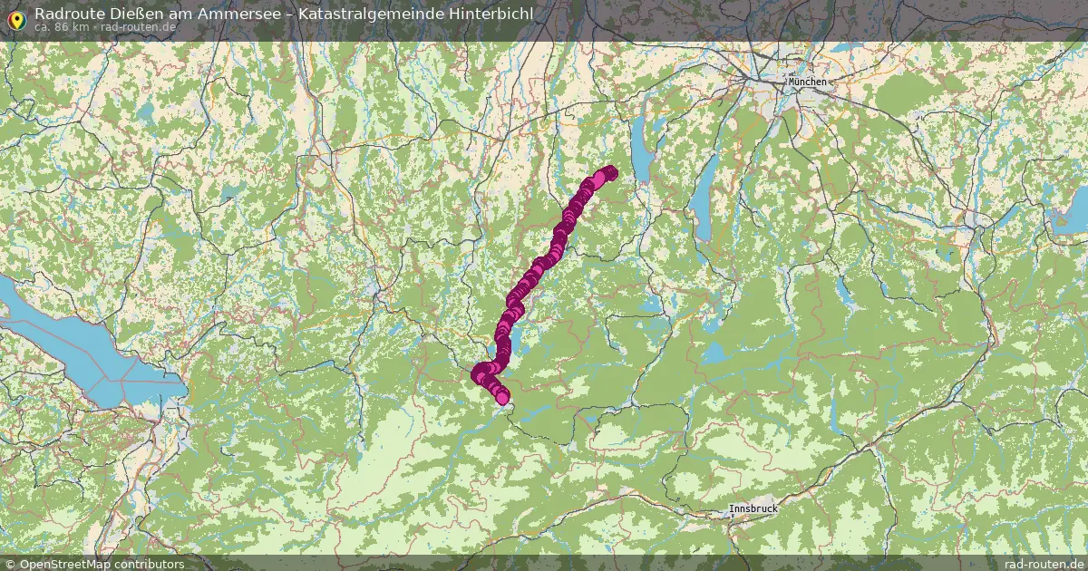 Fahrradroute Dießen Am Ammersee – Katastralgemeinde Hinterbichl (86 km) – Rad-Routen.de