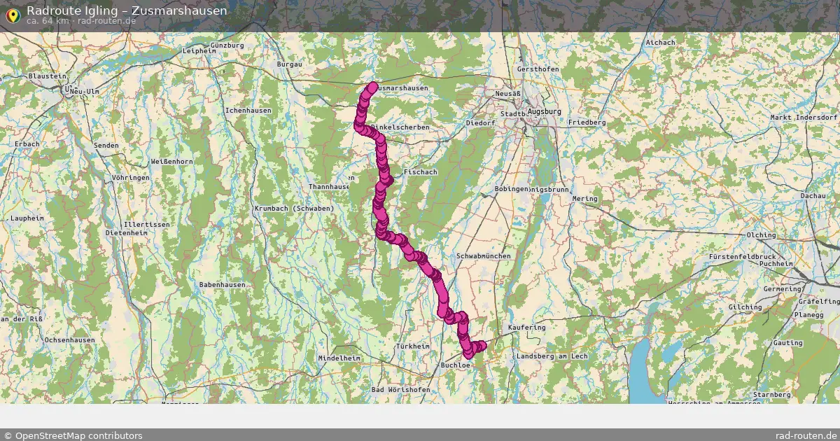 Fahrradroute Igling – Zusmarshausen (64 km) – Rad-Routen.de