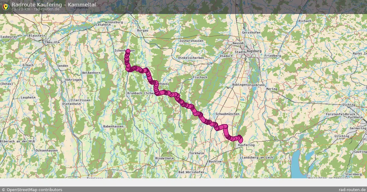 Fahrradroute Kaufering – Kammeltal (70 km) – Rad-Routen.de
