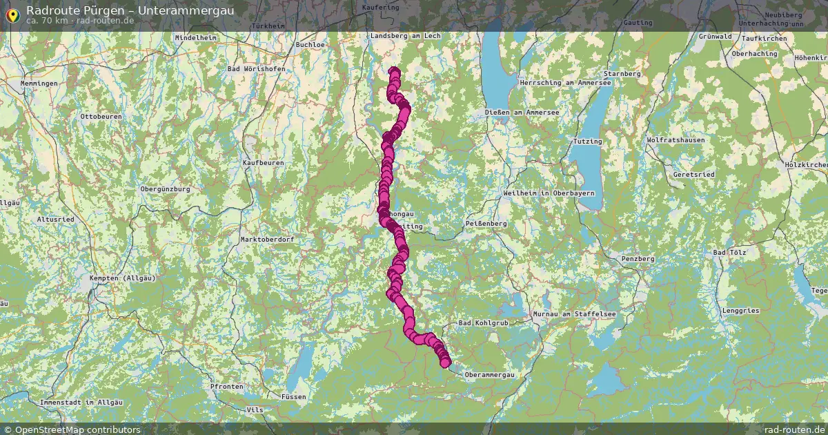 Fahrradroute Pürgen – Unterammergau (70 km) – Rad-Routen.de