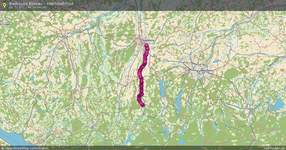 Fahrradroute Kinsau – Hochzoll-Süd (71 km) – Rad-Routen.de