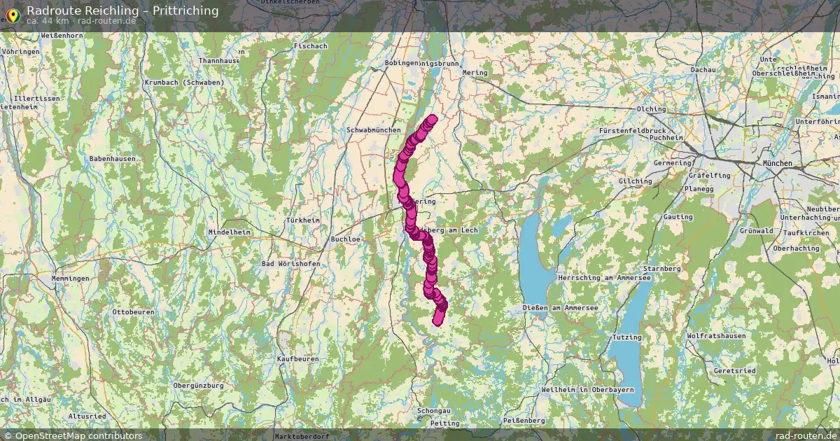 Fahrradroute Reichling – Prittriching (44 km) – Rad-Routen.de