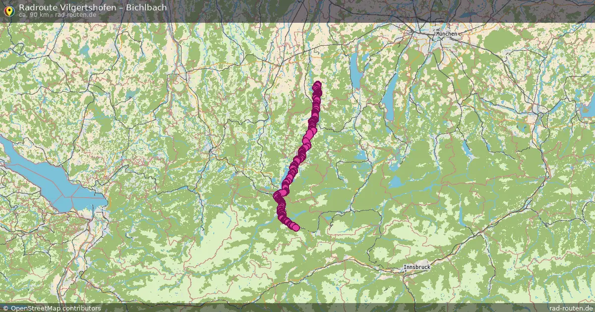 Fahrradroute Vilgertshofen – Bichlbach (90 km) – Rad-Routen.de