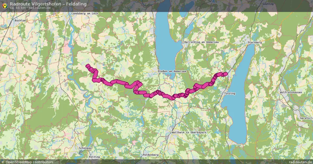 Fahrradroute Vilgertshofen – Feldafing (46 km) – Rad-Routen.de