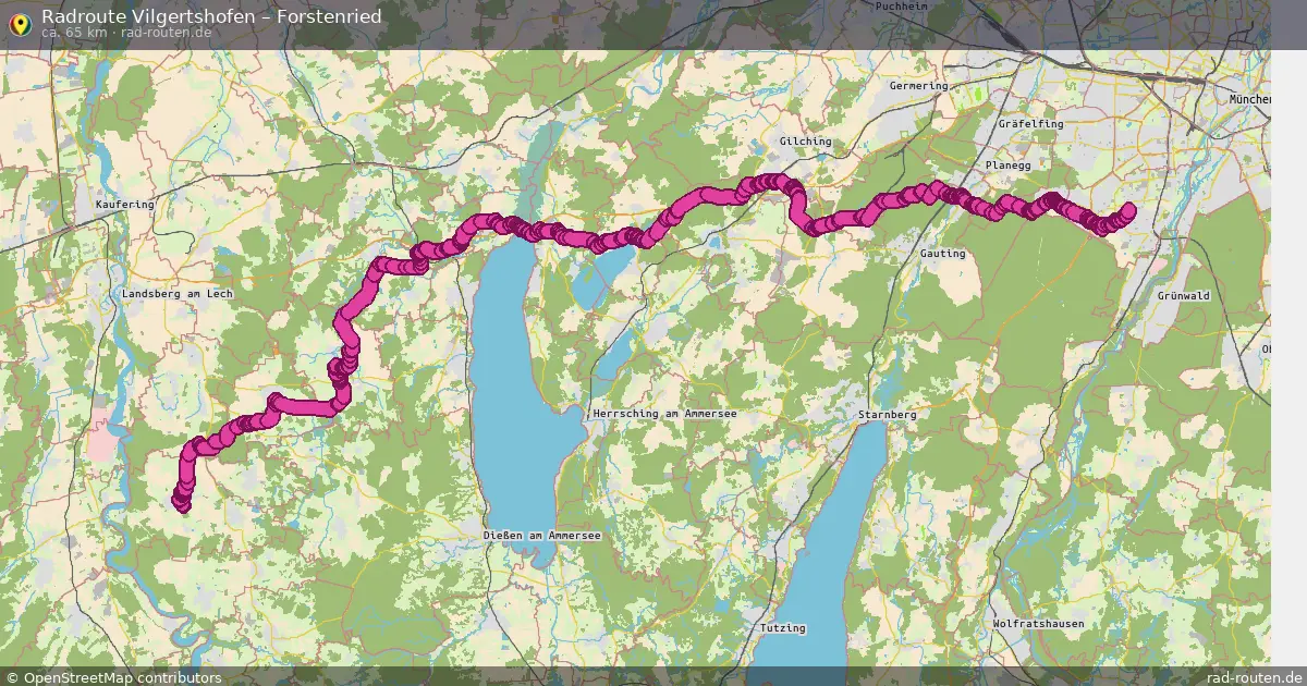 Fahrradroute Vilgertshofen – Forstenried (65 km) – Rad-Routen.de