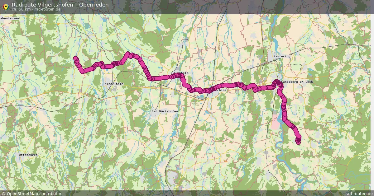 Fahrradroute Vilgertshofen – Oberrieden (58 km) – Rad-Routen.de