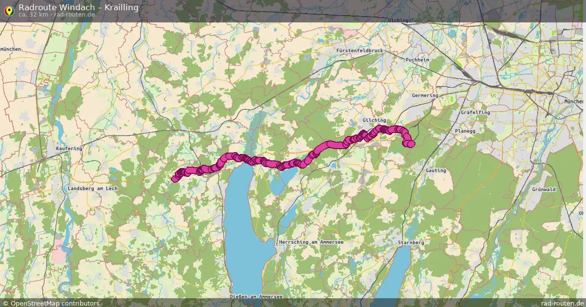 Fahrradroute Windach – Krailling (32 km) – Rad-Routen.de