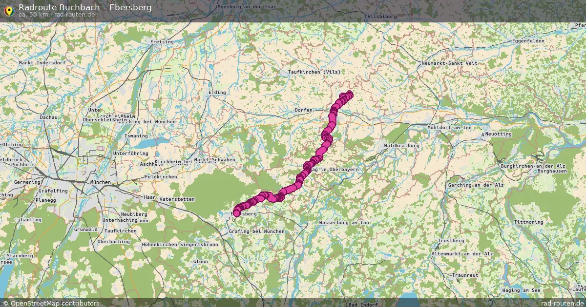 Fahrradroute Buchbach – Ebersberg (50 km) – Rad-Routen.de