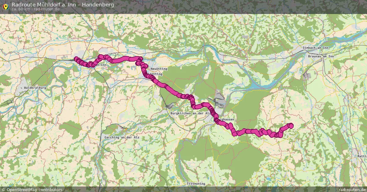 Fahrradroute Mühldorf A. Inn – Handenberg (60 km) – Rad-Routen.de