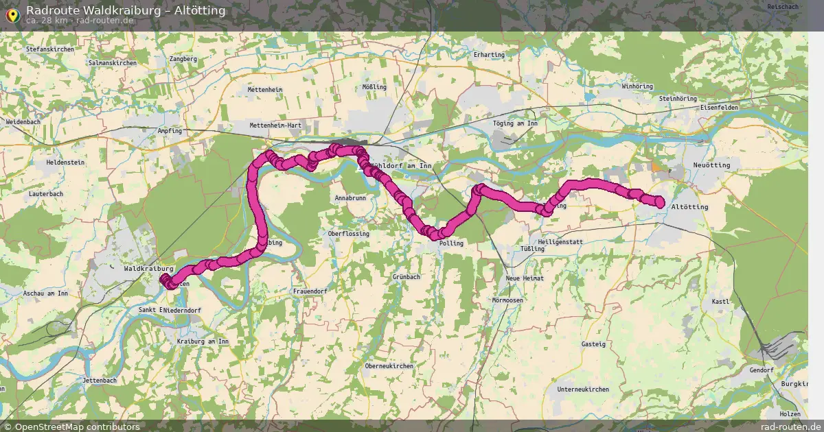 Fahrradroute Waldkraiburg – Altötting (28 km) – Rad-Routen.de