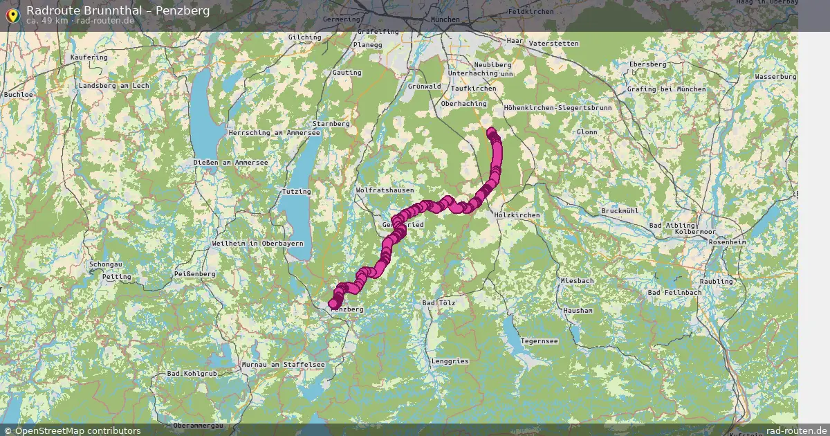 Fahrradroute Brunnthal – Penzberg (49 km) – Rad-Routen.de