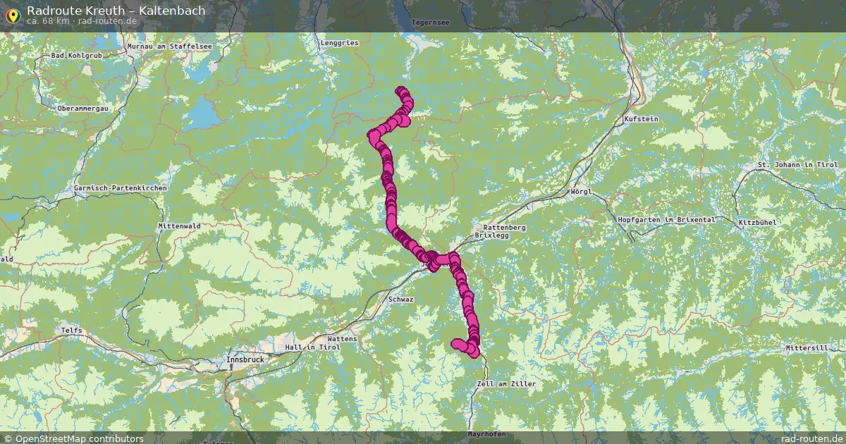 Fahrradroute Kreuth – Kaltenbach (68 km) – Rad-Routen.de
