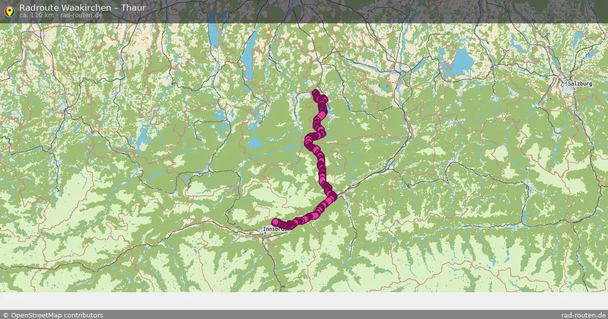 Fahrradroute von Waakirchen nach Thaur