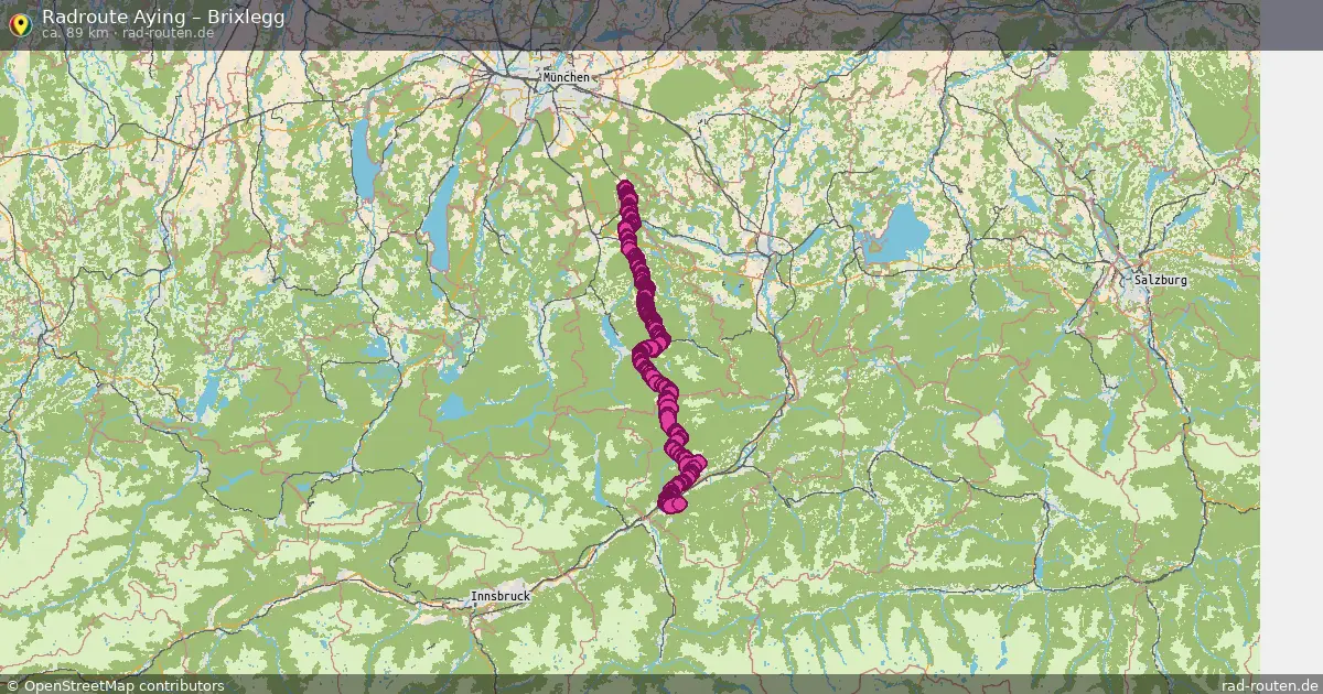 Fahrradroute von Aying nach Brixlegg
