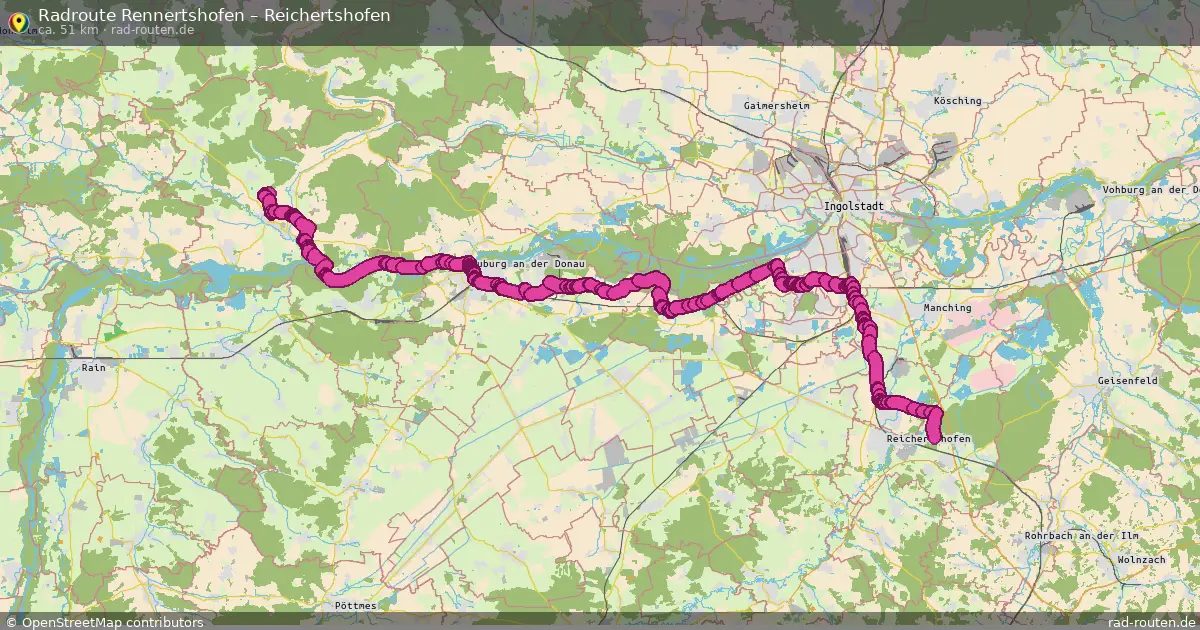 Fahrradroute Rennertshofen – Reichertshofen (51 km) – Rad-Routen.de