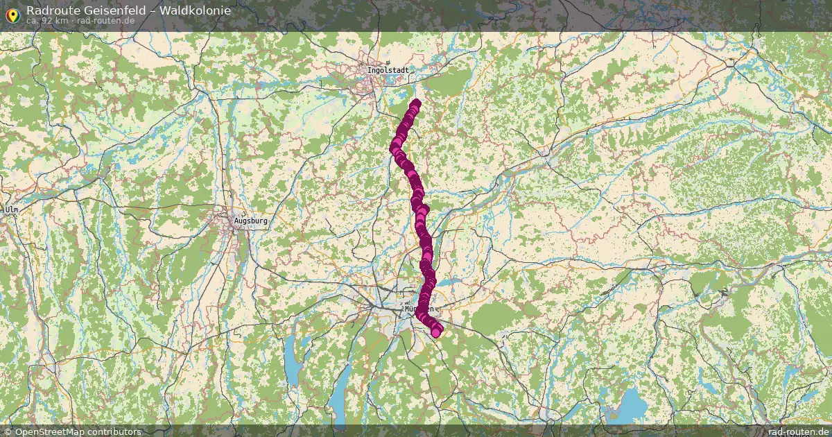 Fahrradroute Geisenfeld – Waldkolonie (92 km) – Rad-Routen.de