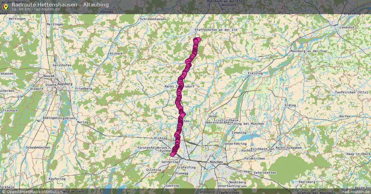 Fahrradroute Hettenshausen – Altaubing (49 km) – Rad-Routen.de