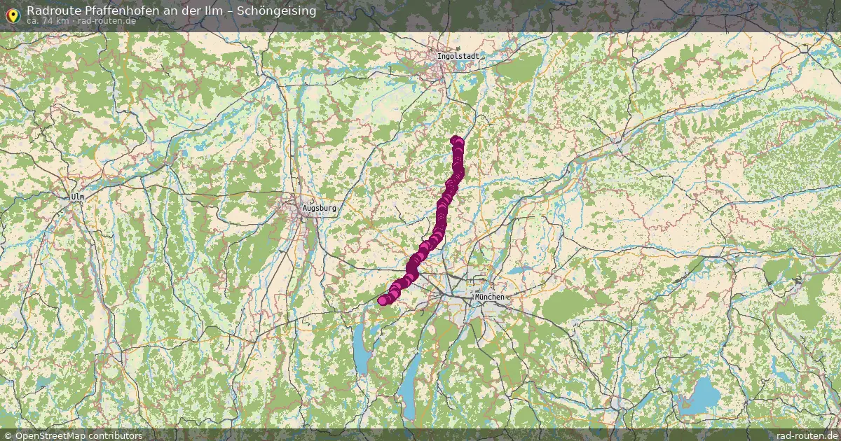 Fahrradroute Pfaffenhofen An Der Ilm – Schöngeising (74 km) – Rad-Routen.de