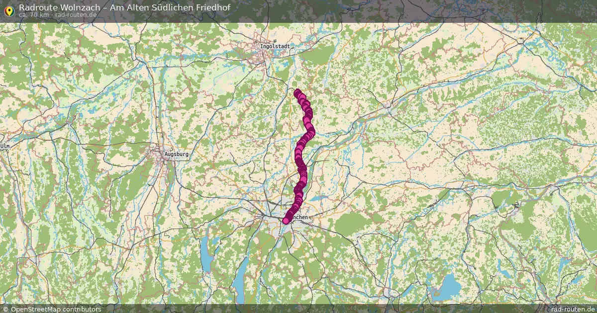 Fahrradroute Wolnzach – Am Alten Südlichen Friedhof (70 km) – Rad-Routen.de