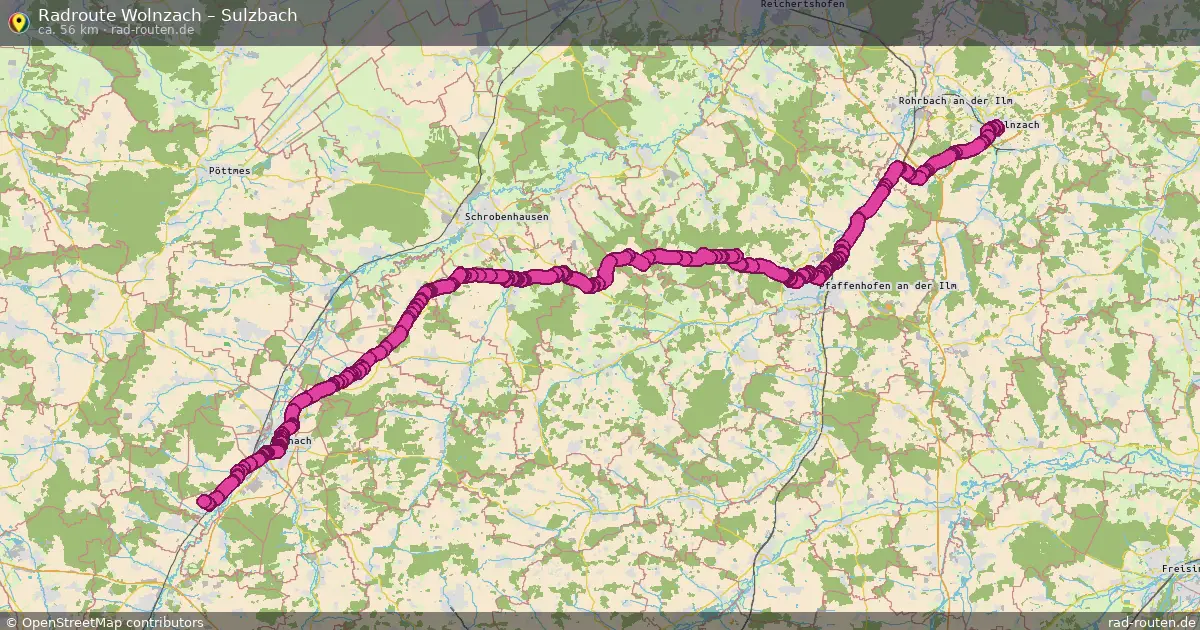 Fahrradroute Wolnzach – Sulzbach (56 km) – Rad-Routen.de