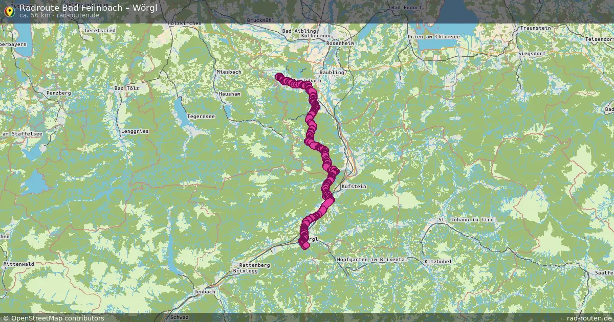 Fahrradroute von Bad Feilnbach nach Wörgl