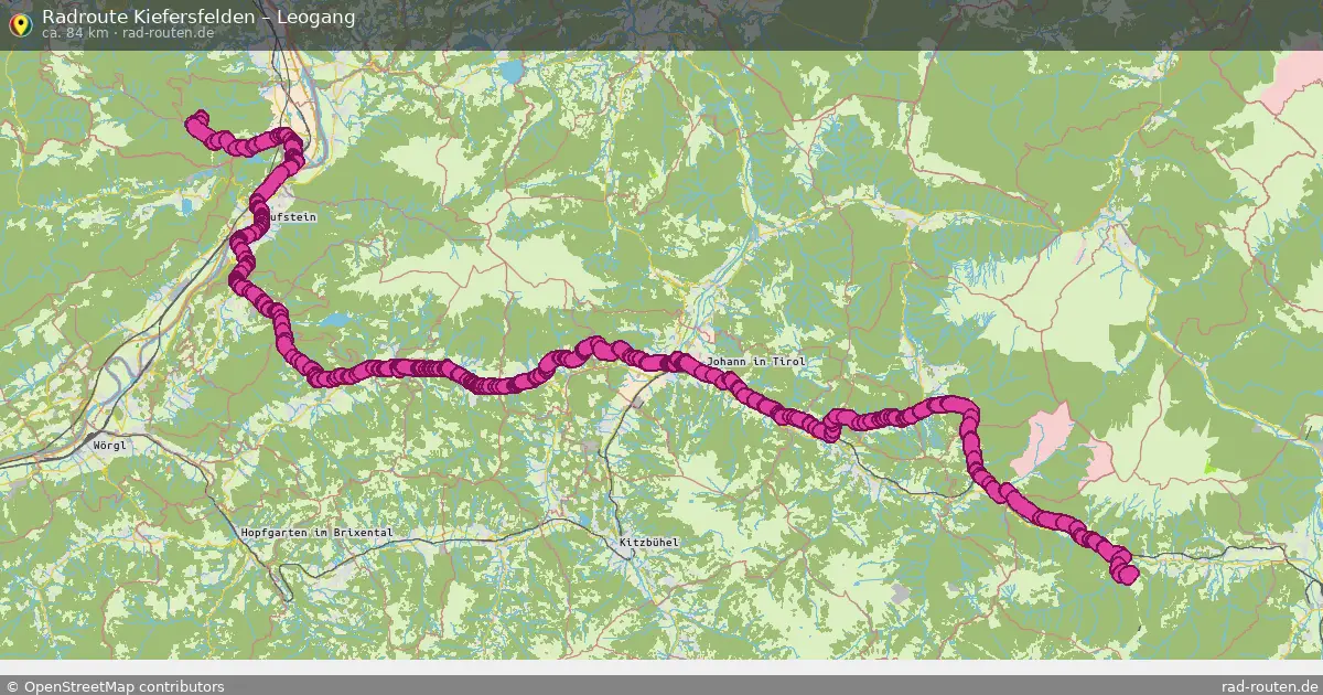 Fahrradroute von Kiefersfelden nach Leogang