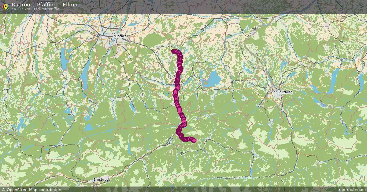Fahrradroute von Pfaffing nach Ellmau